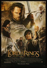 5k475 LORD OF THE RINGS: THE RETURN OF THE KING advance DS 1sh '03 Peter Jackson, cast portrait art!