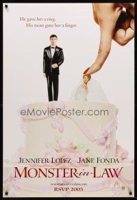 5k520 MONSTER-IN-LAW teaser DS 1sh '05 Jennifer Lopez, Jane Fonda, wacky wedding cake image!