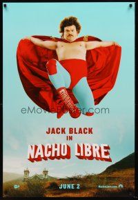 5k537 NACHO LIBRE teaser DS 1sh '06 wacky image of Mexican luchador wrestler Jack Black!