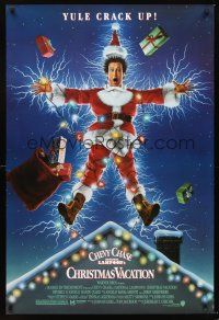 5k540 NATIONAL LAMPOON'S CHRISTMAS VACATION DS 1sh '89 Consani art of Chevy Chase, yule crack up!