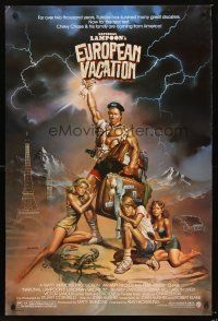 5k541 NATIONAL LAMPOON'S EUROPEAN VACATION 1sh '85 Boris Vallejo art with strongman Chevy Chase!