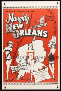 5k542 NAUGHTY NEW ORLEANS 1sh R59 burlesque, wild Louisiana Bourbon St showgirls!