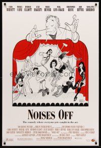 5k552 NOISES OFF DS 1sh '92 great wacky Al Hirschfeld art of cast as puppets!