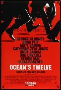 5k554 OCEAN'S TWELVE advance DS 1sh '05 Brad Pitt, George Clooney, Matt Damon, cool design!