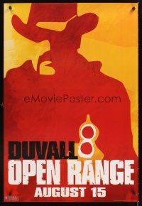 5k558 OPEN RANGE teaser 1sh '03 wild doutone art of Robert Duvall w/pistol!
