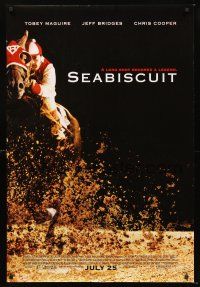 5k631 SEABISCUIT advance DS 1sh '03 horse racing jockey Tobey McGuire & most famous underdog!