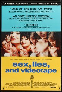 5k637 SEX, LIES, & VIDEOTAPE awards 1sh '89 James Spader, Andie MacDowell, Soderbergh directed!