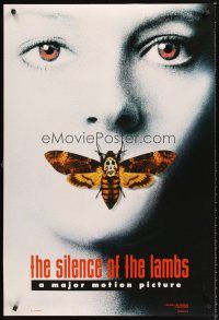 5k652 SILENCE OF THE LAMBS style A teaser DS 1sh '90 image of Jodie Foster with moth over mouth!