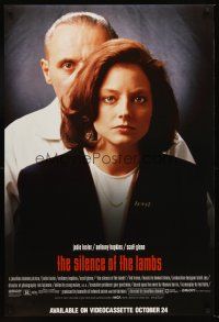 5k651 SILENCE OF THE LAMBS 2-sided video 1sh '90 cool different image of Foster & Hopkins!