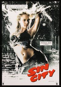5k656 SIN CITY color style teaser DS 1sh '05 graphic novel by Frank Miller, sexy Jessica Alba!