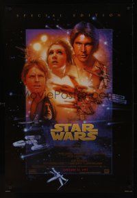 5k685 STAR WARS style B advance 1sh R97 George Lucas classic sci-fi epic, great art by Struzan!