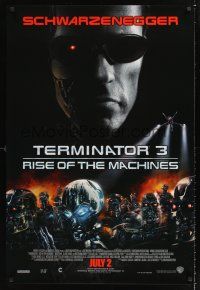 5k724 TERMINATOR 3 advance 1sh '03 Arnold Schwarzenegger, creepy image of killer robots!