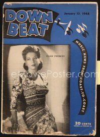 5m144 DOWN BEAT magazine January 15, 1944 portrait of pretty Helen Forrest wearing cool dress!