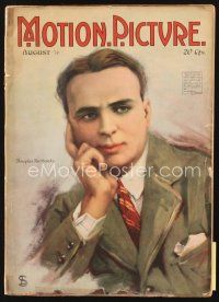 5m100 MOTION PICTURE magazine August 1918 cool art of Douglas Fairbanks by Leo Sielke Jr.!