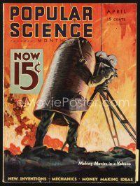 5m137 POPULAR SCIENCE magazine April 1933 Making Movies in a Volcano, art by Edgar F. Wittmack!