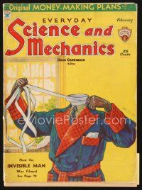 5m138 EVERYDAY SCIENCE & MECHANICS magazine February 1934 How the Invisible Man was Filmed, cool!