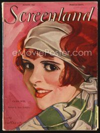 5m126 SCREENLAND magazine August 1927 wonderful art of sexy Clara Bow by Anita Parkhurst!