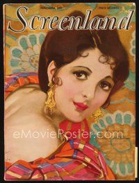 5m127 SCREENLAND magazine November 1927 colorful art of pretty Billie Dove by Anita Parkhurst!