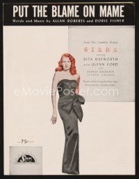 5m271 GILDA sheet music '46 sexy Rita Hayworth full-length in sheath dress, Put the Blame on Mame!
