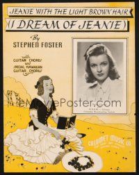 5m287 JEANIE WITH THE LIGHT BROWN HAIR sheet music '39 I Dream of Jeanie, c/u of Dale Evans!