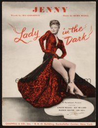 5m291 LADY IN THE DARK sheet music '44 great full-length image of sexy Ginger Rogers, Jenny!