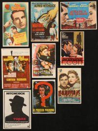 5m001 LOT OF 9 HITCHCOCK SPANISH HERALDS '40s-60s Notorious, Spellbound, To Catch a Thief, Marnie +!