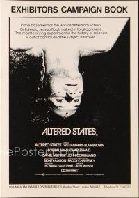 5m320 ALTERED STATES English pressbook '80 William Hurt, Paddy Chayefsky, Ken Russell, sci-fi!