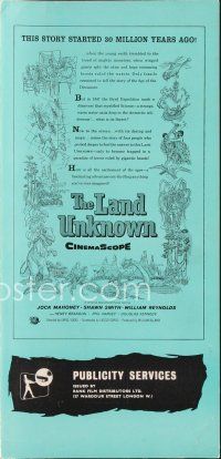 5m373 LAND UNKNOWN English pressbook '57 a paradise of hidden terrors, great art of dinosaurs!