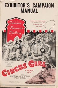 5m335 CIRCUS GIRL pressbook '56 cool art of sexy Kristina Soederbaum with circus tigers & elephants!