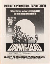 5m342 DAWN OF THE DEAD pressbook '79 George Romero, there's no more room in HELL for the dead!