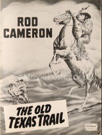 5m390 OLD TEXAS TRAIL pressbook R49 cool artwork of cowboy Rod Cameron on horseback with gun!