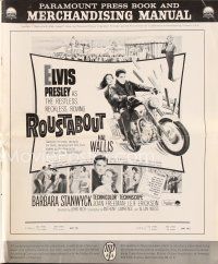 5m404 ROUSTABOUT pressbook '64 roving, restless, reckless Elvis Presley on motorcycle!
