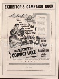 5m410 SECRET OF CONVICT LAKE pressbook '51 lonely Gene Tierney at the mercy of hunted men!