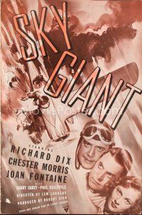 5m416 SKY GIANT pressbook '38 Joan Fontaine with airplane pilots Richard Dix & Chester Morris!