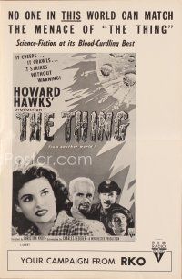 5m428 THING pressbook R57 Howard Hawks classic horror, James Arness, Kenneth Tobey!