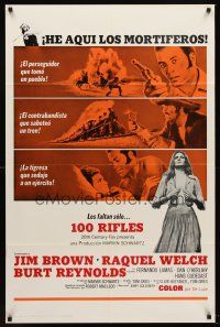 5p007 100 RIFLES Spanish/U.S. 1sh '69 Jim Brown, sexy Raquel Welch & Burt Reynolds!