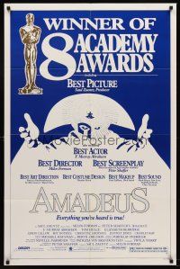 5p054 AMADEUS 1sh '84 Milos Foreman, Mozart biography, winner of 8 Academy Awards!