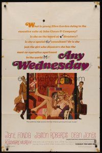 5p067 ANY WEDNESDAY 1sh '66 artwork of sexy Jane Fonda, Jason Robards & Dean Jones!
