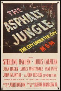 5p074 ASPHALT JUNGLE 1sh '50 Marilyn Monroe, Sterling Hayden, John Huston classic film noir!