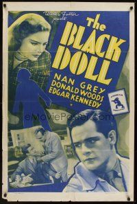 5p104 BLACK DOLL 1sh R42 Nan Grey, Donald Woods, crime club thriller!