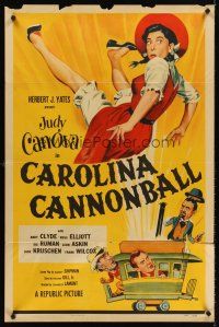 5p157 CAROLINA CANNONBALL 1sh '55 wacky art of Judy Canova, sci-fi comedy!