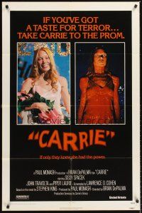 5p158 CARRIE 1sh '76 Stephen King, Sissy Spacek before and after her bloodbath at the prom!