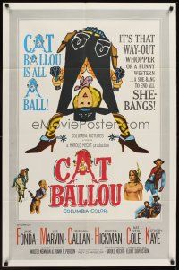 5p161 CAT BALLOU int'l 1sh '65 classic sexy cowgirl Jane Fonda, Lee Marvin, great artwork!