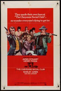 5p173 CHEYENNE SOCIAL CLUB 1sh '70 Jimmy Stewart, Henry Fonda w/guns & ladies of the night!