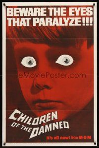 5p175 CHILDREN OF THE DAMNED 1sh '64 beware the creepy kid's eyes that paralyze!