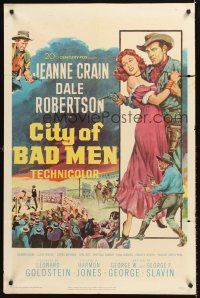 5p178 CITY OF BAD MEN 1sh '53 Jeanne Crain, Dale Robertson, Richard Boone, cowboys & boxing art