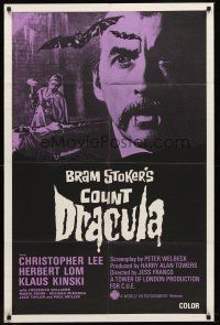 5p193 COUNT DRACULA 1sh R70s directed by Jesus Franco, Christoper Lee as the vampire!