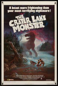 5p198 CRATER LAKE MONSTER 1sh '77 Richard Cardella, Glenn Roberts, cool dinosaur artwork by Wil!
