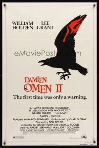 5p206 DAMIEN OMEN II style A 1sh '78 William Holden, Lee Grant, cool art of demonic crow!