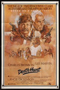 5p218 DEATH HUNT 1sh '81 artwork of Charles Bronson & Lee Marvin with guns by John Solie!